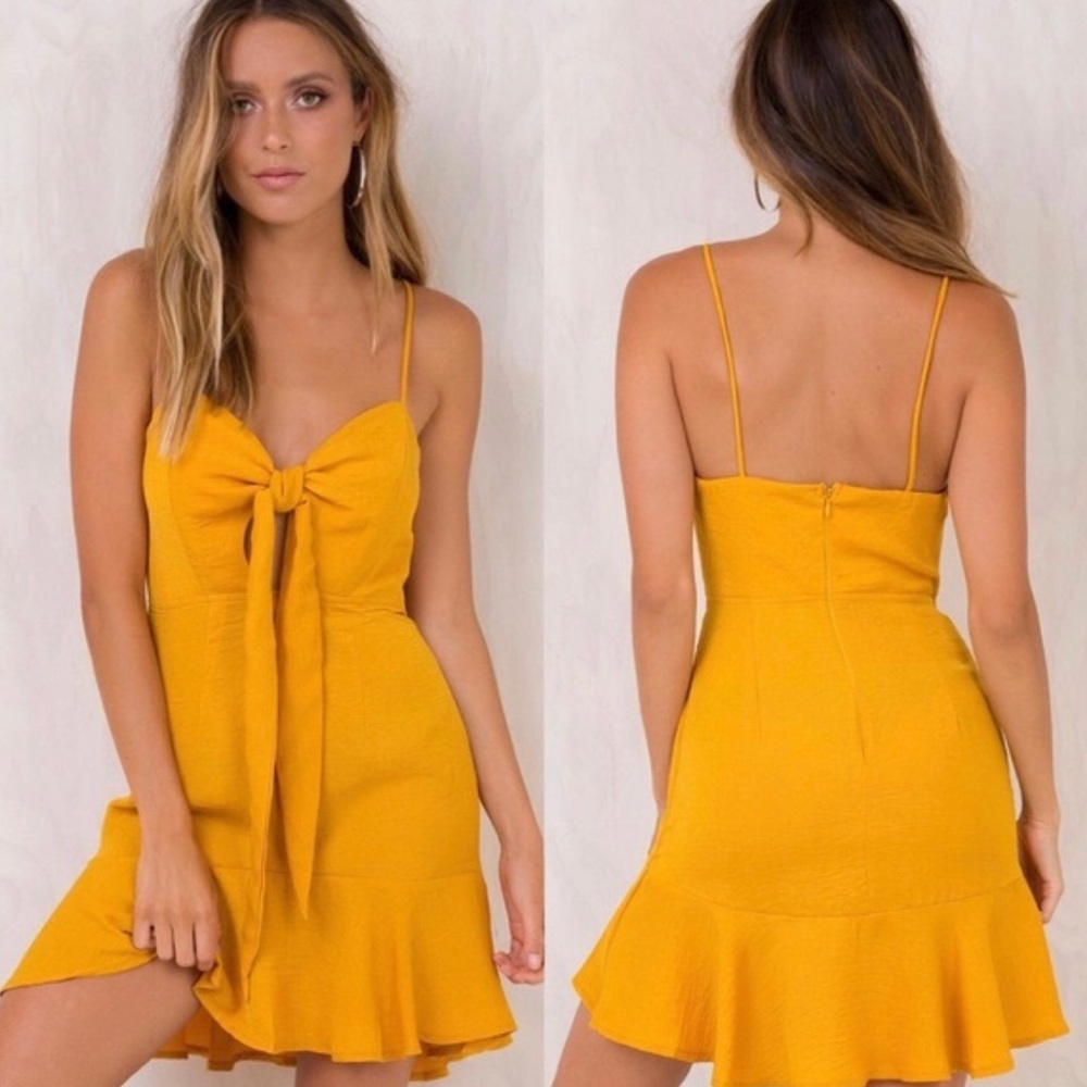 princess polly alayna mustard yellow dress